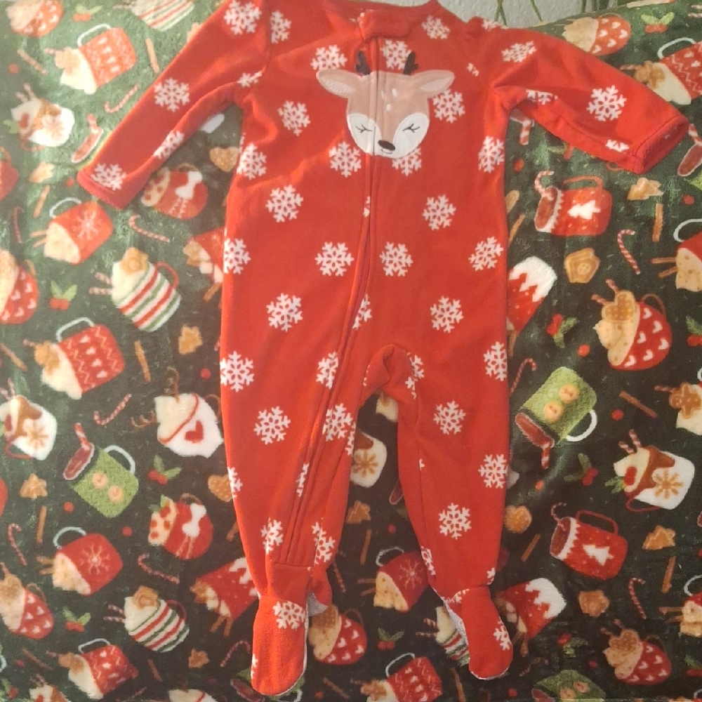 Carter's Red Snowflake Footie with Deer Design